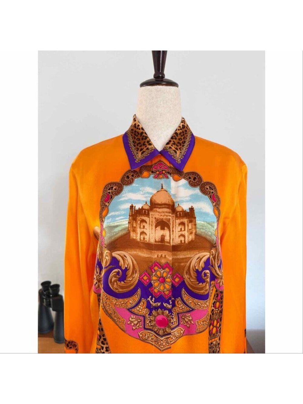 Vintage Escada Silk Taj Mahal Print Blouse Shirt Maximalist Rare Size 36 NWT - Picture 2 of 10